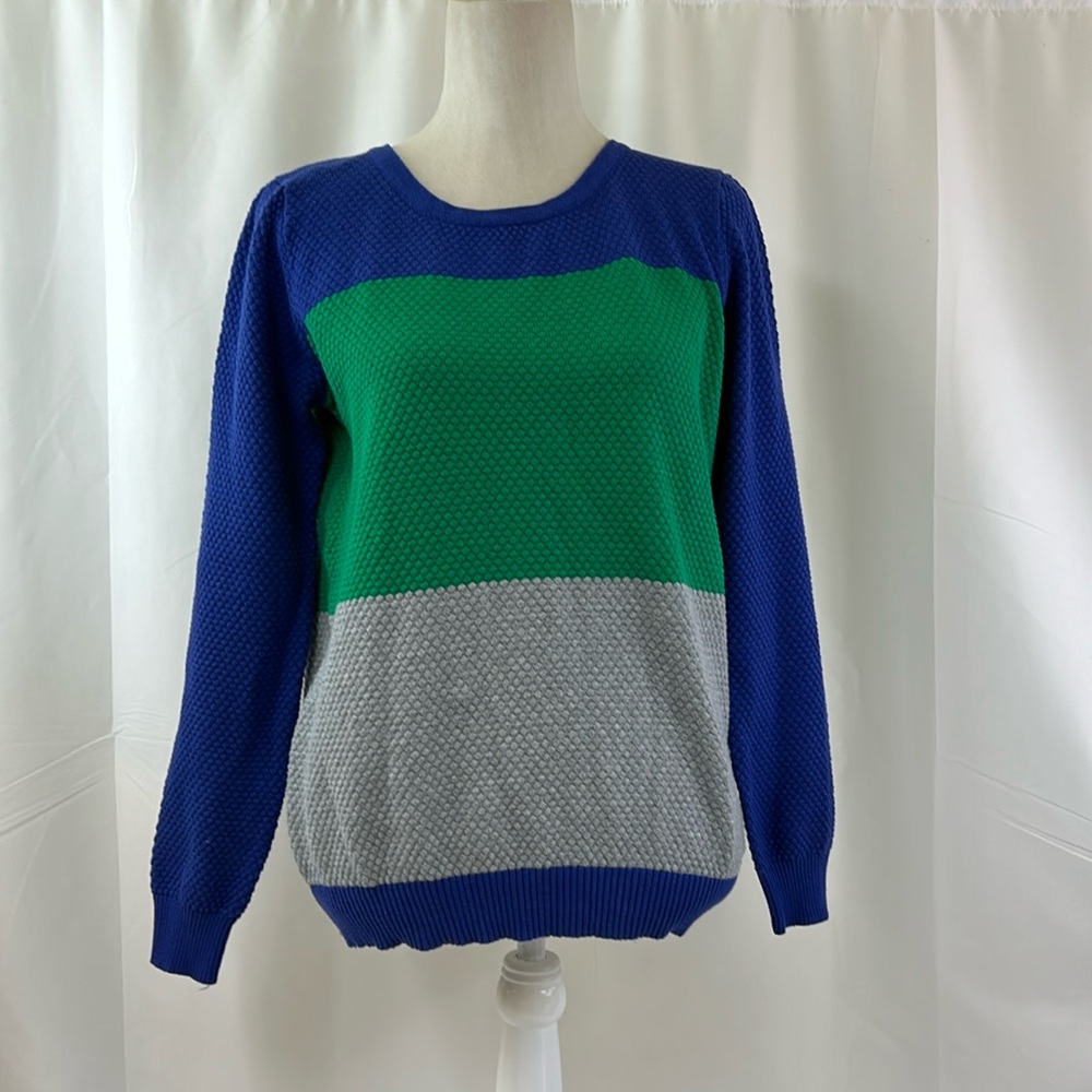 Forever 21 Tri-Colored Waffle Knit Scoop Neck Sweater Size Large New with Tags
